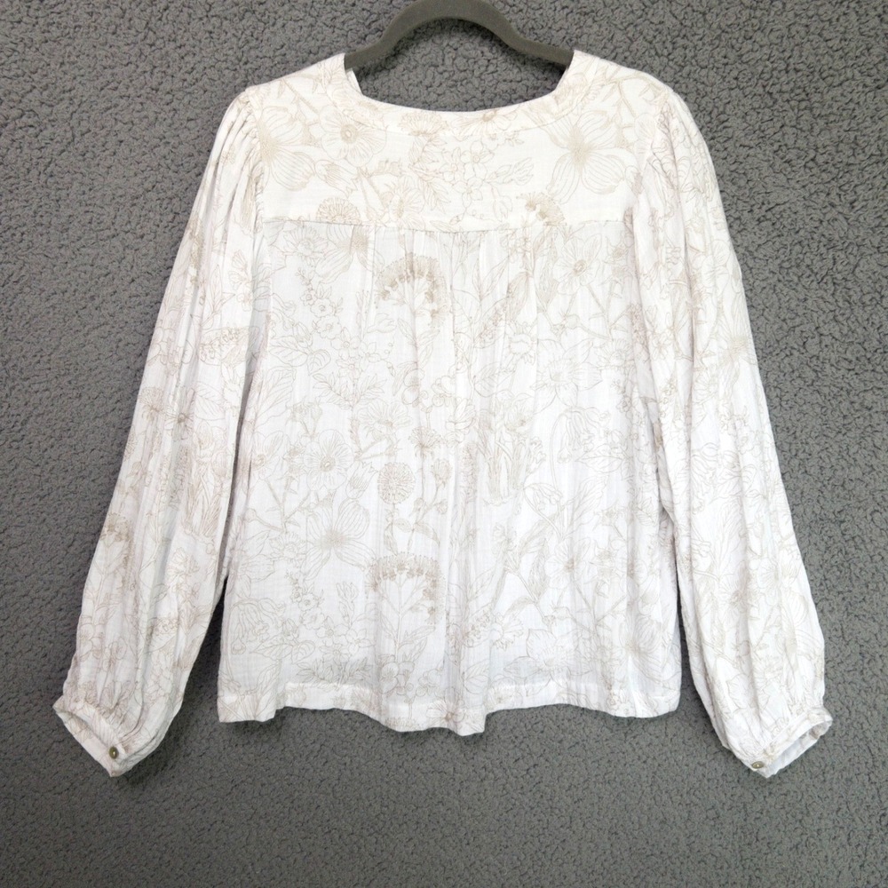 Laura Ashley White and Beige Floral Button-Front Blouse - Picture 3 of 16